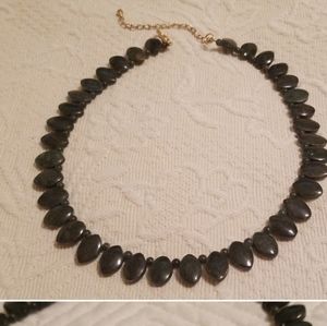 Dark green jade necklace